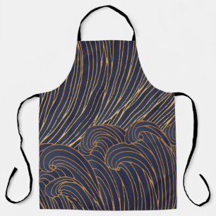 Minimalist waves, mountain line art. apron