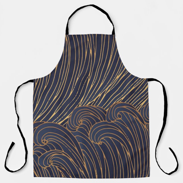 Minimalist waves, mountain line art. apron (Front)