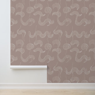Minimalist Wavy Line Art on Mauve Wallpaper