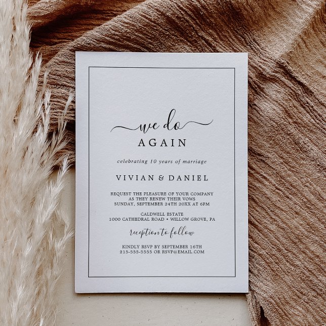Minimalist We Do Again Vow Renewal Invitation (Creator Uploaded)
