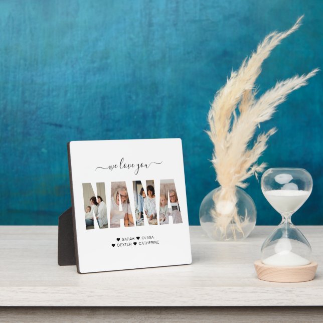 Minimalist We Love You NANA Photo Collage Plaque (Insitu)