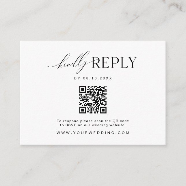 Minimalist Website RSVP Barcode Enclosure Card (Front)
