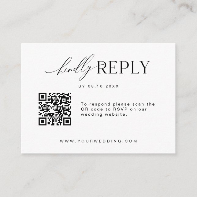 Minimalist Website RSVP Barcode Enclosure Card (Front)