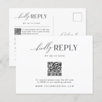 Minimalist Website RSVP Barcode Enclosure Postcard