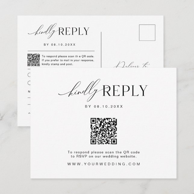 Minimalist Website RSVP Barcode Enclosure Postcard (Front/Back)