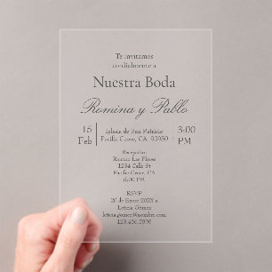 Minimalist wedding acrylic Invitation