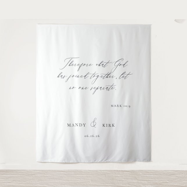 Minimalist Wedding Backdrop Banner | Personalized  Tapestry (Front)