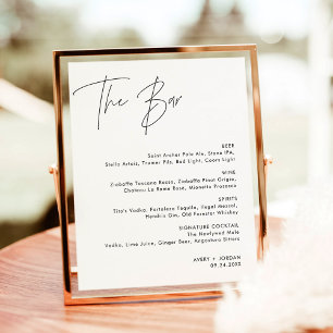 Minimalist Wedding Bar Menu   Wedding Drink Menu Poster