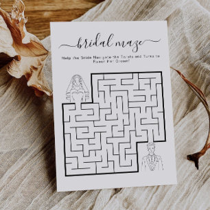 Minimalist Wedding Bridal Maze game Card