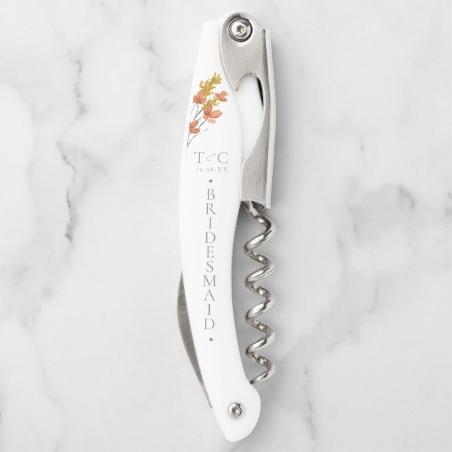 Minimalist Wedding Bridesmaid Gold ID954 Corkscrew (Back)