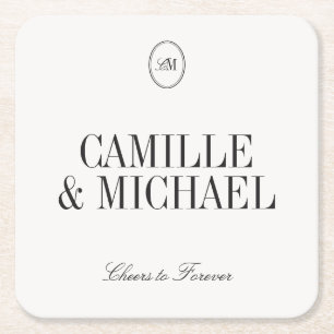 Minimalist Wedding Coaster Monogram Drink Coaster
