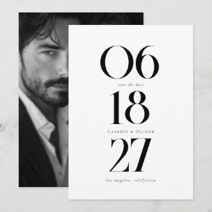 Minimalist Wedding Date Bold Black White Photo Save The Date