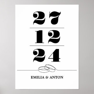 Minimalist Wedding Date Display Poster