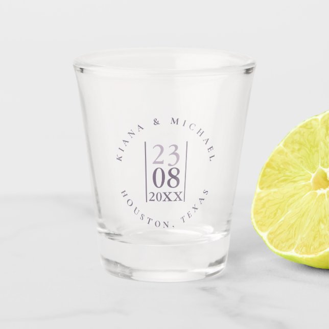 Minimalist Wedding Date Mauve ID889  Shot Glass (Front)
