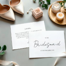 Minimalist Wedding Day To My Bridesmaid Card