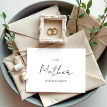 Minimalist Wedding Day To My Mother Mom Card