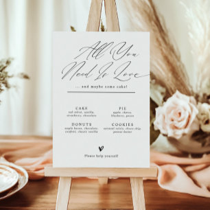 Minimalist Wedding Dessert Bar Menu Sign