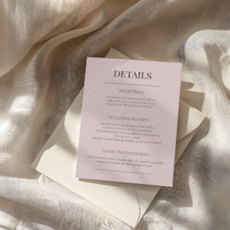 Minimalist Wedding Details Dusky Rose Enclosure Card
