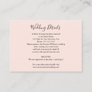 Minimalist Wedding Details with Photo Blush Pink Enclosure Card