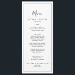 Minimalist Wedding Dinner Menu<br><div class="desc">This minimalist wedding dinner menu card is perfect for a simple wedding. The modern romantic design features classic black and white typography paired with a rustic yet elegant calligraphy with vintage hand lettered style. Customizable in any colour. Keep the design simple and elegant, as is, or personalize it by adding...</div>