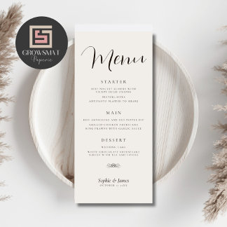 Minimalist Wedding Dinner Menu
