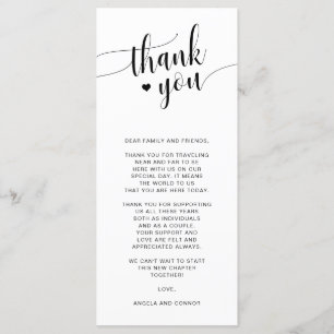 Minimalist Wedding Dinner Menu and Thank You Card