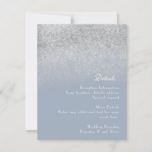 Minimalist Wedding Dusty Blue Sparkles Detail Card