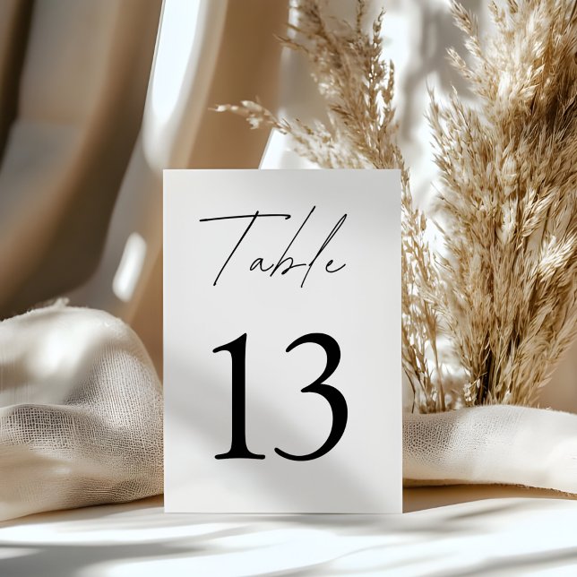 Minimalist Wedding Elegant Black & White Table Number (Creator Uploaded)