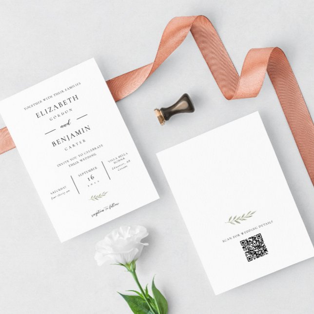 Minimalist Wedding Elegant Modern Botanical Script Invitation (Creator Uploaded)