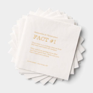 Minimalist wedding fun fact Custom gold foil Napkins
