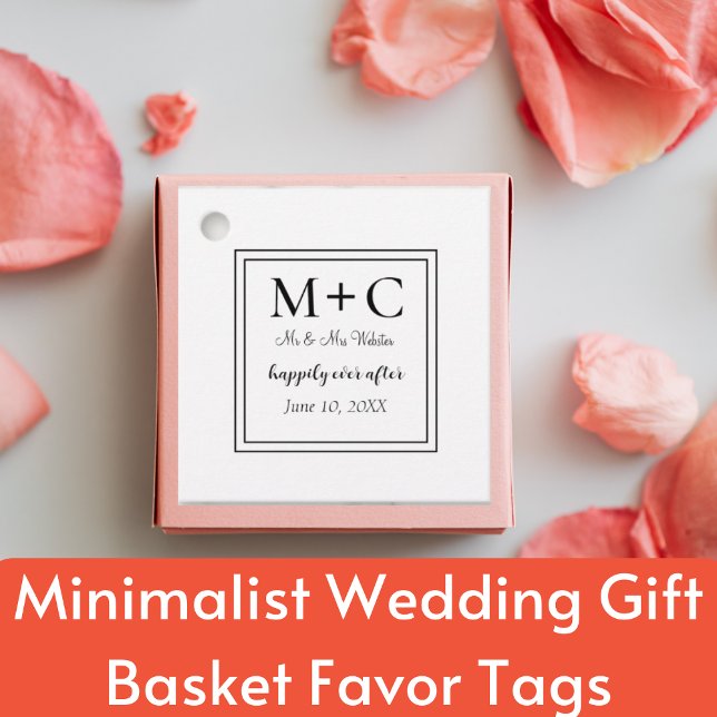 Minimalist Wedding Gift Basket Favour Tags  (Minimalist Wedding Gift Basket Favor Tags)