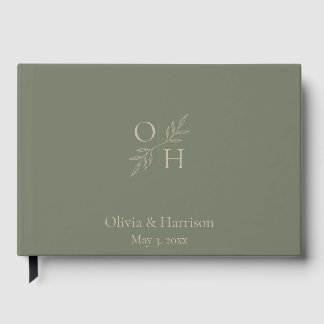 Minimalist Wedding Guest book Sage Green