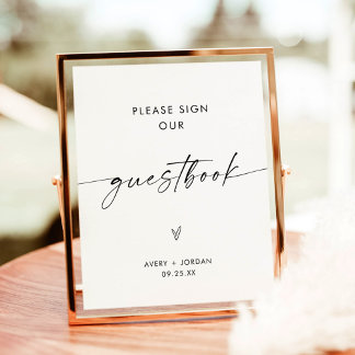 Minimalist Wedding Guest Book Sign, Modern Wedding