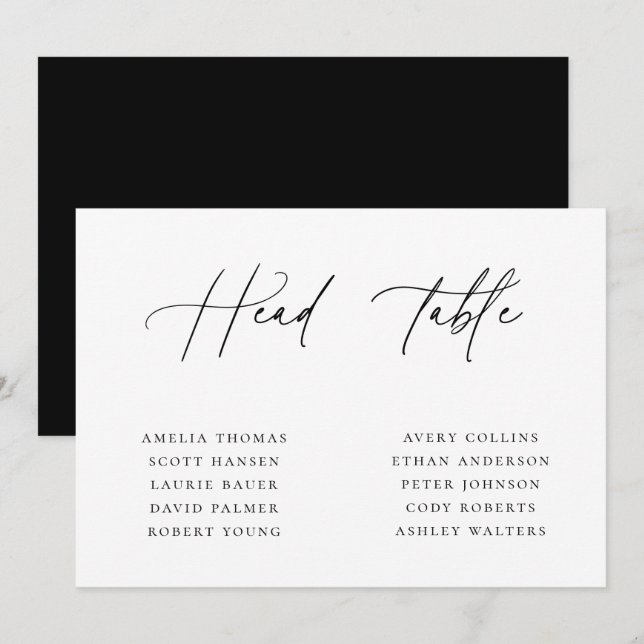 Minimalist Wedding Head Table Seating Card (Front/Back)