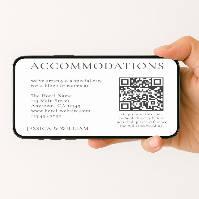 Minimalist Wedding Hotel Accommodation QR Code Card (Creator Uploaded)