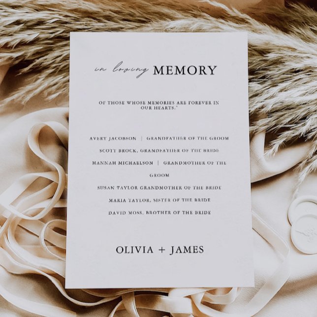 Minimalist Wedding In Loving Memory Sign, Invitation (Minimalist Wedding In Loving Memory Sign, Invitation)