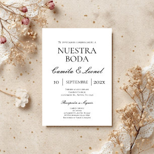 Minimalist Wedding in Spanish Invitation