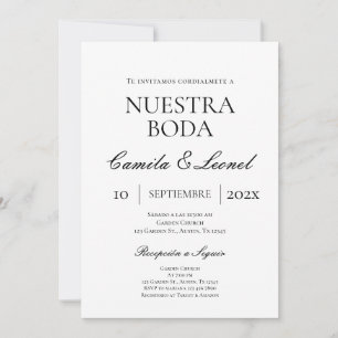 Minimalist Wedding in Spanish Invitation