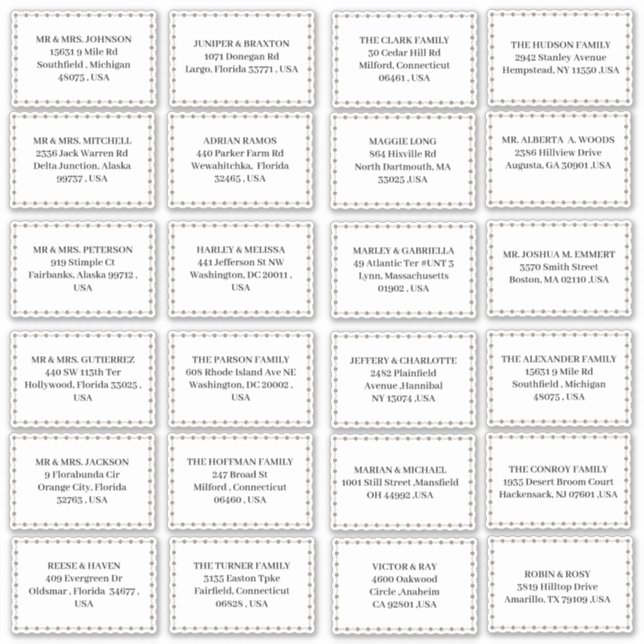 Minimalist Wedding Invitation  Address Stickers (Front)