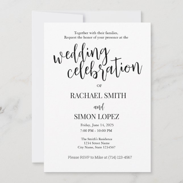 Minimalist Wedding Invitation - Black and White (Front)
