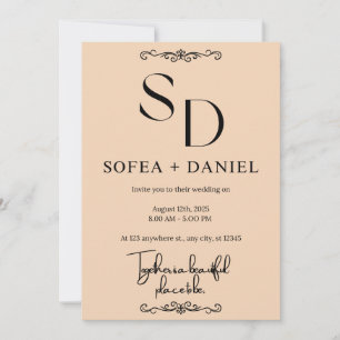 Minimalist Wedding Invitation   Editable Modern 5"