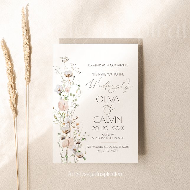 Minimalist Wedding Invitation Template Wildflower (Creator Uploaded)