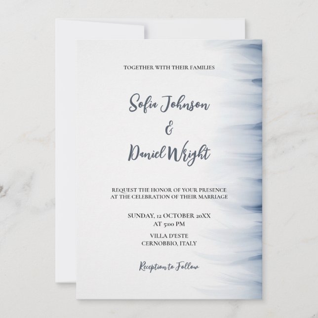 Minimalist Wedding Invitation with Ink Accent (Front)