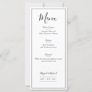 Minimalist Wedding Menu
