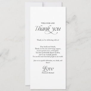 Minimalist Wedding Menu and Thank You Place Card