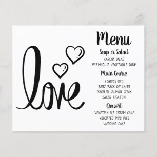Minimalist Wedding Menu Black White Bridal Shower