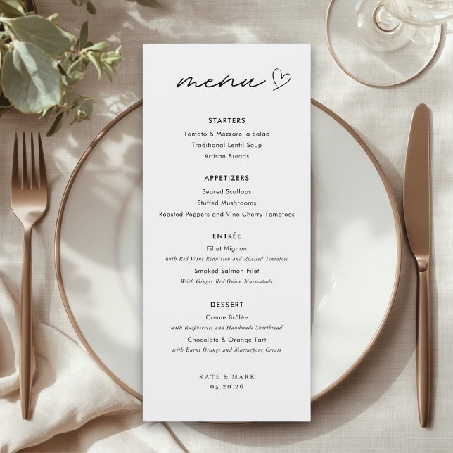 Minimalist Wedding Menu Card (Creator Uploaded)