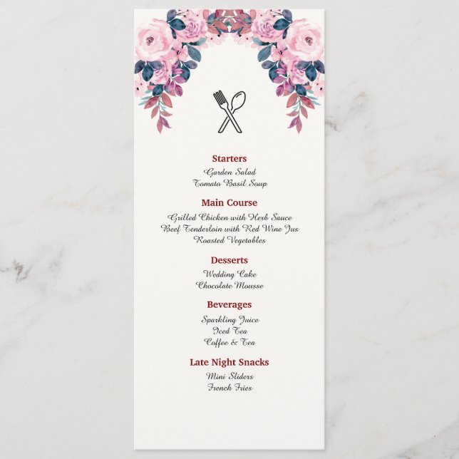 Minimalist Wedding Menu Card – Elegant Reception  (Front)