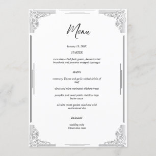 Minimalist Wedding Menu Card   Reception Card