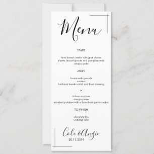 Minimalist Wedding Menu with Crossed Border Invitation